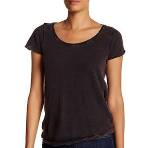 Free People May Linen Blend Tee in Black